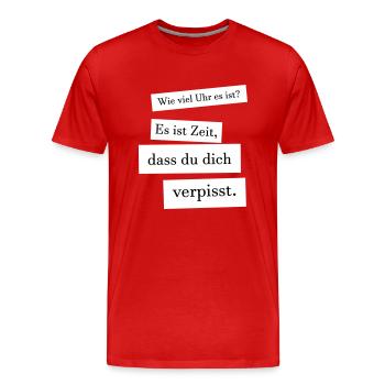 Zeit zum verpissen - Männer Premium Bio T-Shirt - Rot - Vorne - Damien (186cm)