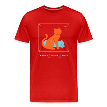 Le chat de Schrödinger - Dead 'n' Alive - T-shirt bio Premium Homme - rouge - Devant - Damien (186cm)
