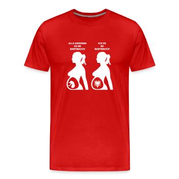 GESCHENK BABYBAUCH GEBOREN ALBANIEN - Männer Premium Bio T-Shirt - Rot - Vorne - Damien (186cm)