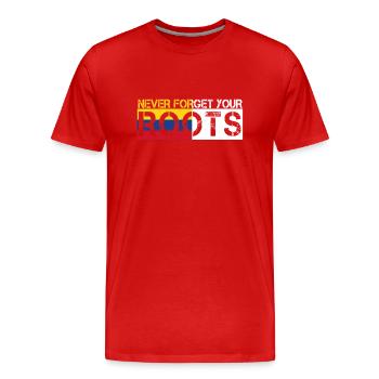 never forget your roots love Colombia - Men's Premium Organic T-Shirt - red - Front - Damien (186cm)