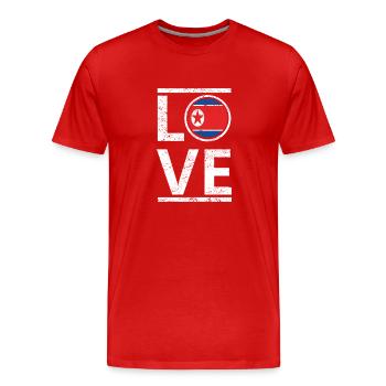 racines amour ascendance autochtone reine Corée du Nord - T-shirt bio Premium Homme - rouge - Devant - Damien (186cm)