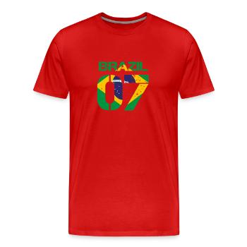 Football club team party em wm BRAZIL 07 - T-shirt bio Premium Homme - rouge - Devant - Damien (186cm)