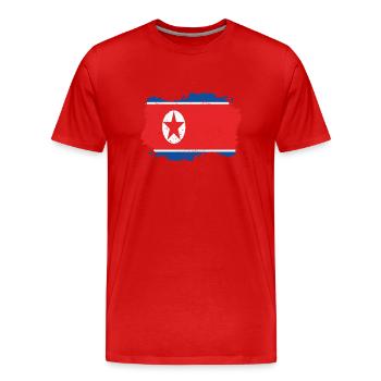 Roots Accueil Drapeau Corée du Nord .png - T-shirt bio Premium Homme - rouge - Devant - Damien (186cm)
