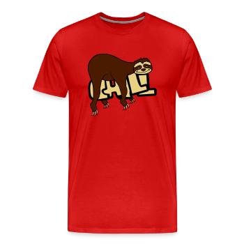 chill faultier entspannen muede chillen haengen sc - Männer Premium Bio T-Shirt - Rot - Vorne - Damien (186cm)