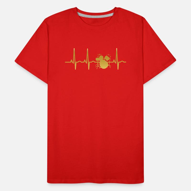 l'évolution du rythme cardiaque ECG DRUMMER batterie PERCUSSION T-shirt bio Premium Homme