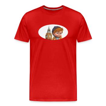 BIG BEN - Garçon - SOUVENIR LONDRES - Idée Cadeau - T-shirt bio Premium Homme - rouge - Devant - Damien (186cm)
