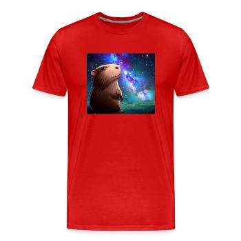 Capybara Spaceman - T-shirt bio Premium Homme - rouge - Devant - Damien (186cm)