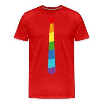 Arc-en-cravate - Drapeau - Drapeau - Gay Pride - T-shirt bio Premium Homme - rouge - Devant - Damien (186cm)