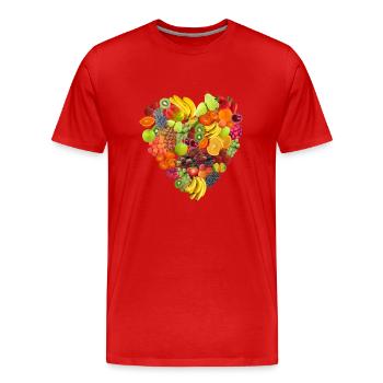 Obst-Herz - Männer Premium Bio T-Shirt - Rot - Vorne - Damien (186cm)