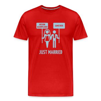 Just Married – Mission accomplie – Game Over - T-shirt bio Premium Homme - rouge - Devant - Damien (186cm)