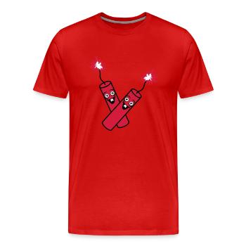 verrueckt 2 freunde team paar party kracher gesich - Männer Premium Bio T-Shirt - Rot - Vorne - Damien (186cm)