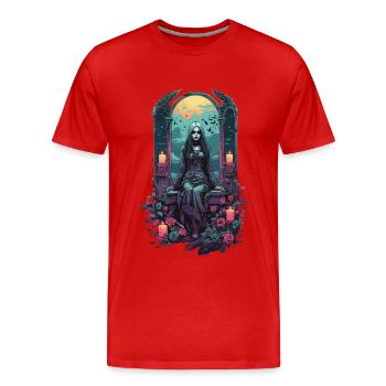 Occult Gothic Witch Magical Gloomy Halloween - Men's Premium Organic T-Shirt - red - Front - Damien (186cm)