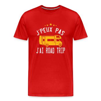 J'peux Pas J'ai Road Trip - T-shirt bio Premium Homme - rouge - Devant - Damien (186cm)