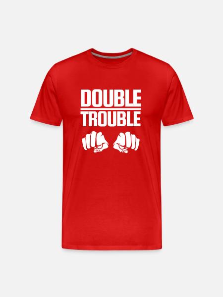 Lettering design "Double Trouble" fists - Men's Premium Organic T-Shirt - red
