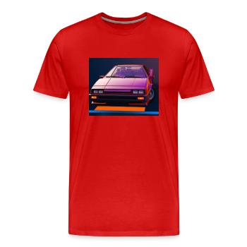 synthwave sport car 5 - T-shirt bio Premium Homme - rouge - Devant - Damien (186cm)