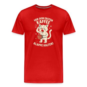 Café Tais-toi chat fatigué - T-shirt bio Premium Homme - rouge - Devant - Damien (186cm)