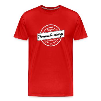 Super homme de ménage - blanc - T-shirt bio Premium Homme - rouge - Devant - Damien (186cm)