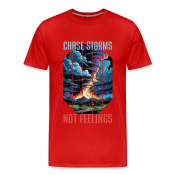 CHASSE AUX TEMPÊTES, PAS AUX SENTIMENTS Météorologue Météorologie - T-shirt bio Premium Homme - rouge - Devant - Damien (186cm)