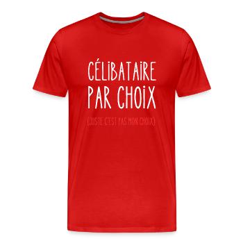 célibataire par choix - T-shirt bio Premium Homme - rouge - Devant - Damien (186cm)