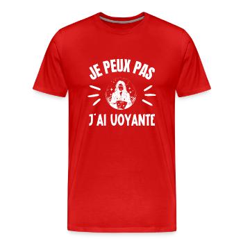 je peux pas j'ai voyante - T-shirt bio Premium Homme - rouge - Devant - Damien (186cm)