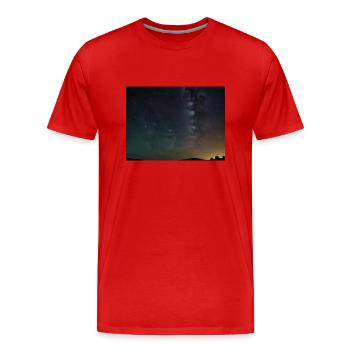 Sternenhimmel Nachthimmel Sterne Milchstraße - Männer Premium Bio T-Shirt - Rot - Vorne - Damien (186cm)
