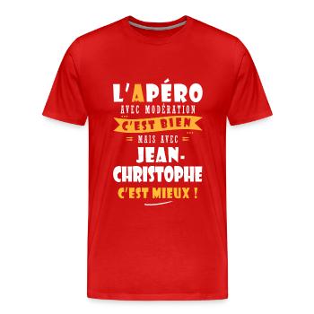 Jean- Christophe Cadeau Humour jean christophe - T-shirt bio Premium Homme - rouge - Devant - Damien (186cm)