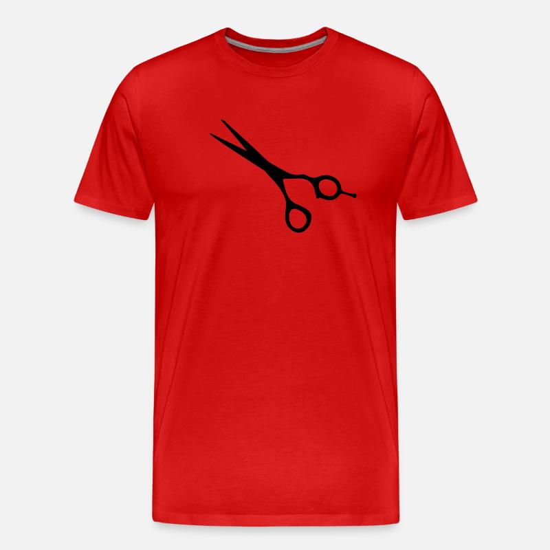 ciseaux coiffure coiffeur coiffeuse dessin - T-shirt bio Premium Homme - rouge