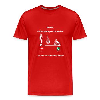 Désolé, je suis sur une autre ligne. Je pêche - T-shirt bio Premium Homme - rouge - Devant - Damien (186cm)