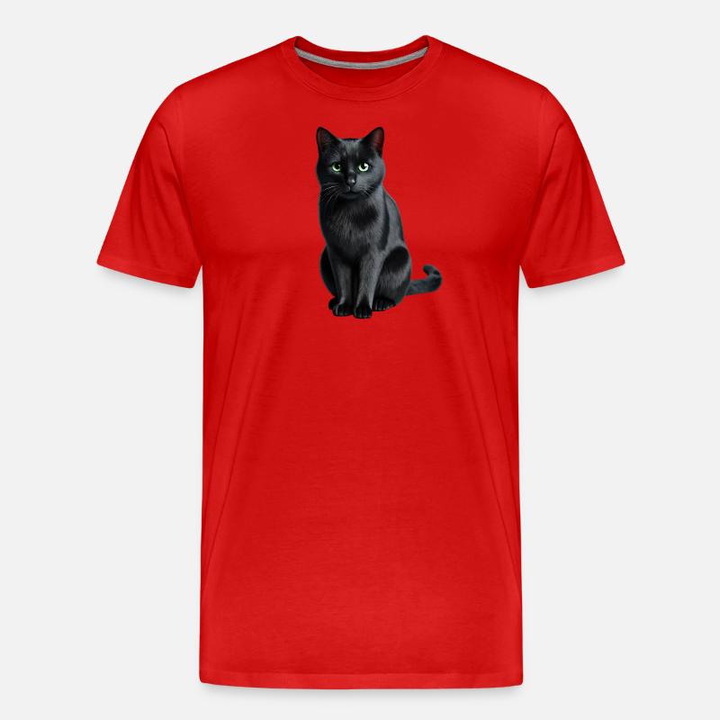 Schwarze Katze - Männer Premium Bio T-Shirt - Rot