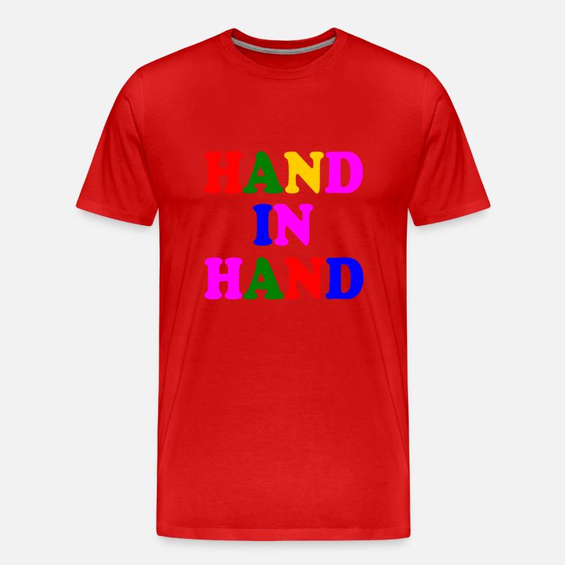 Hand in hand - Männer Premium Bio T-Shirt - Rot