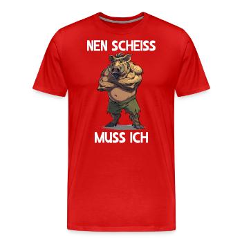 Wild boar fuck I have to wilderness forest - Men's Premium Organic T-Shirt - red - Front - Damien (186cm)