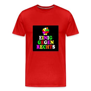 Einig gegen rechts - Männer Premium Bio T-Shirt - Rot - Vorne - Damien (186cm)