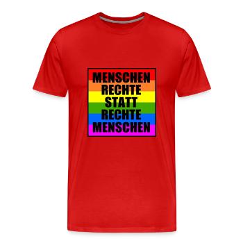 menschenrechte statt rechte menschen - Männer Premium Bio T-Shirt - Rot - Vorne - Damien (186cm)