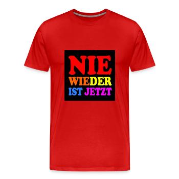 Nie wieder ist jetzt - Männer Premium Bio T-Shirt - Rot - Vorne - Damien (186cm)