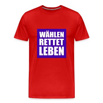 wählen rettet leben - Männer Premium Bio T-Shirt - Rot - Vorne - Damien (186cm)