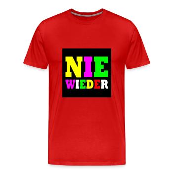 Never again - Men's Premium Organic T-Shirt - red - Front - Damien (186cm)