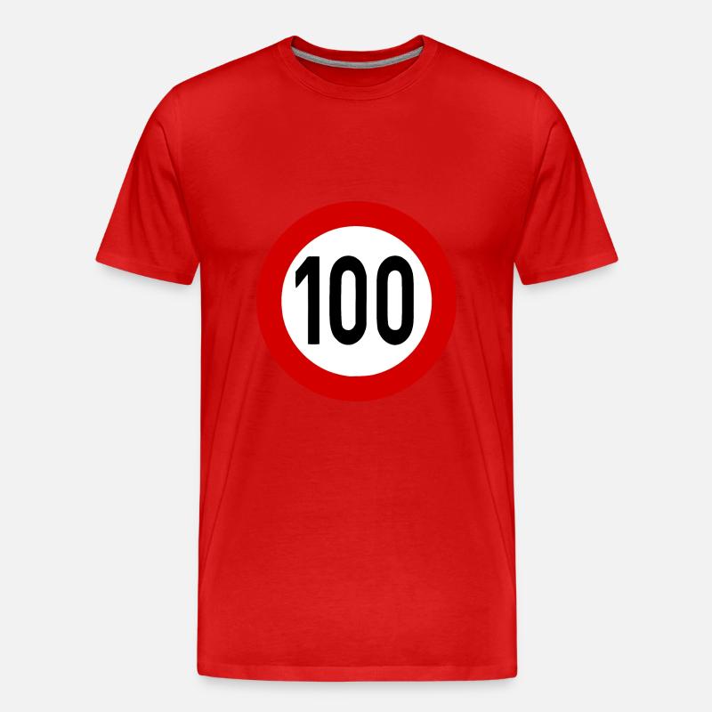 Geschwindigkeitsszeichen TempoLimit 100 Schild - Männer Premium Bio T-Shirt - Rot