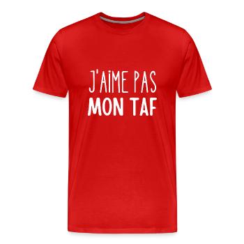 j'aime pas mon taf - T-shirt bio Premium Homme - rouge - Devant - Damien (186cm)