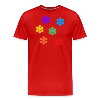 Fleurs arc-en-ciel subtile gay pride - T-shirt bio Premium Homme - rouge - Devant - Damien (186cm)