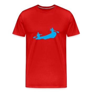 Rafting Silhouette Wildwasser Schlauchboot Fluss - Männer Premium Bio T-Shirt - Rot - Vorne - Damien (186cm)