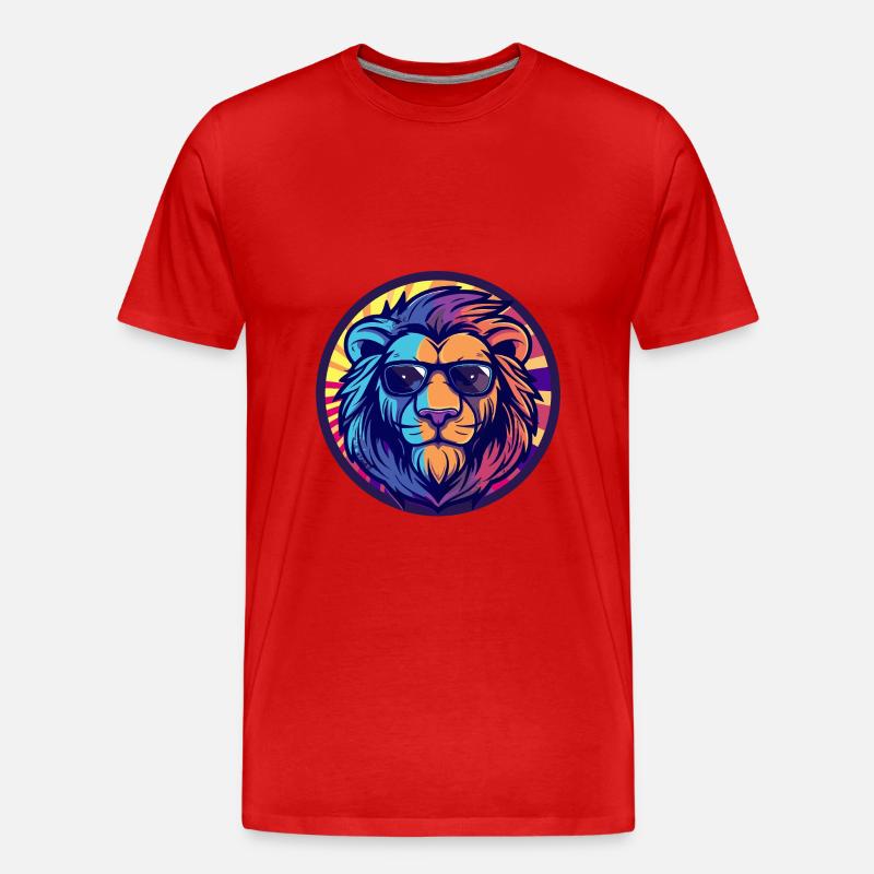 Löwe Comic Cool Sommer - Männer Premium Bio T-Shirt - Rot