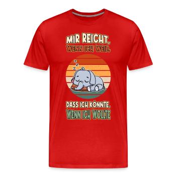 Elefant Chillen Faul Müde Lustlos Spruch Lustig - Männer Premium Bio T-Shirt - Rot - Vorne - Damien (186cm)