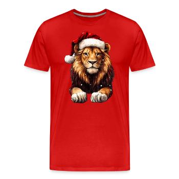 Lion Noël - T-shirt bio Premium Homme - rouge - Devant - Damien (186cm)