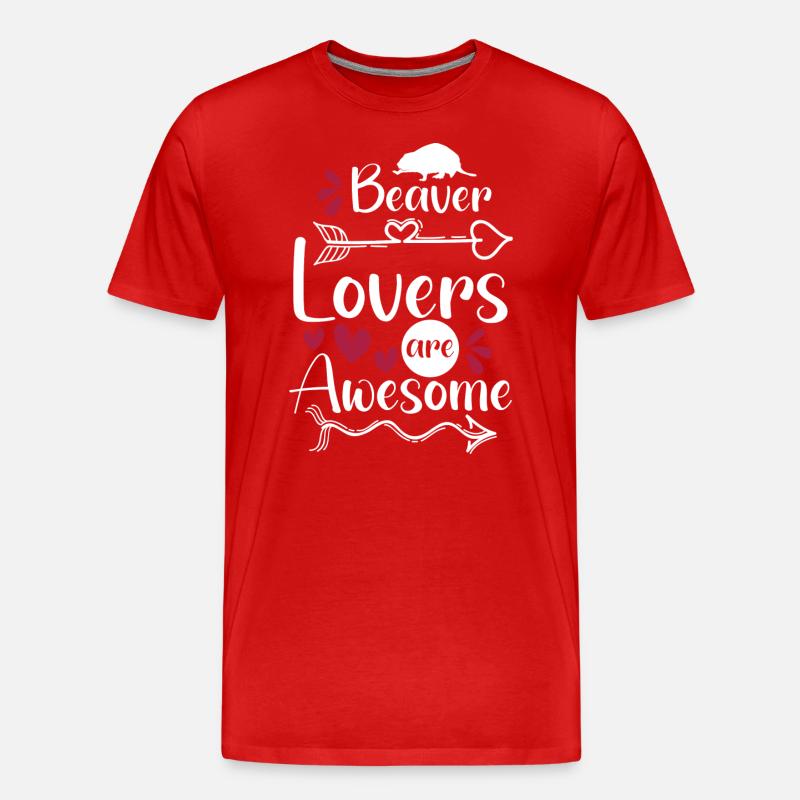Tier Bober Baum - Männer Premium Bio T-Shirt - Rot