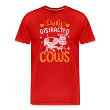 Kuh Stall Milchbauer - Männer Premium Bio T-Shirt - Rot - Vorne - Damien (186cm)