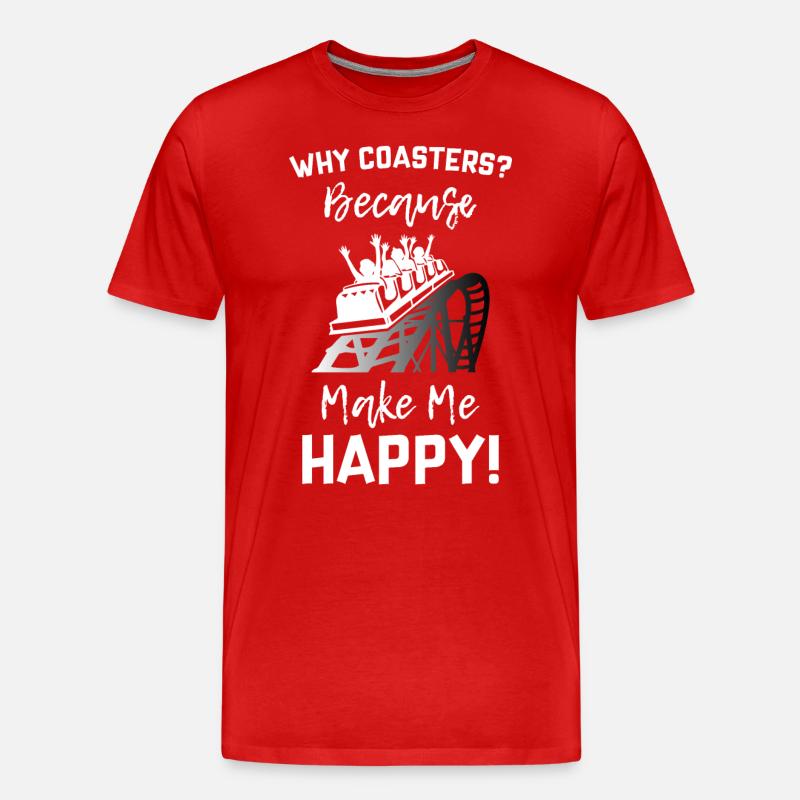 Roller Coaster Make Me Happy - Männer Premium Bio T-Shirt - Rot
