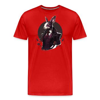 Lapin avec costume - T-shirt bio Premium Homme - rouge - Devant - Damien (186cm)