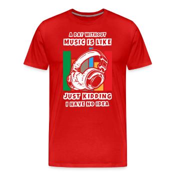 Une journée sans musique - T-shirt bio Premium Homme - rouge - Devant - Damien (186cm)