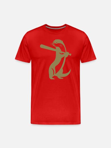 Otter Baseball Silhouette - Men's Premium Organic T-Shirt - red