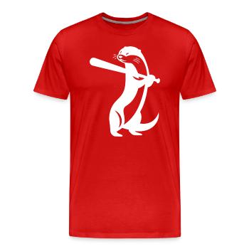 Otter Baseball Silhouette - Men's Premium Organic T-Shirt - red - Front - Damien (186cm)